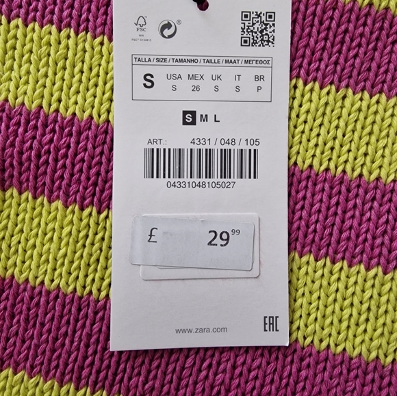 Zara Knit Stripe Cropped Jumper - Picture 3 of 3